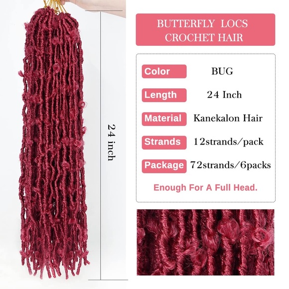24” 6 Pack Butterfly Locs Crochet Hair Soft Locs Crochet Braids for Black Women - Picture 2 of 10